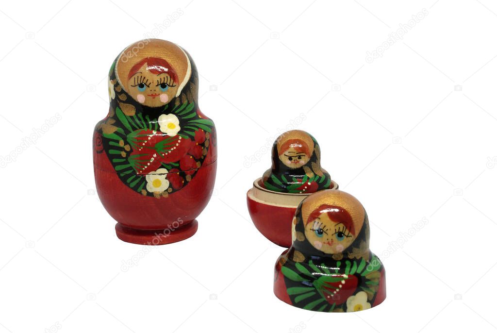 russian dolls on white background