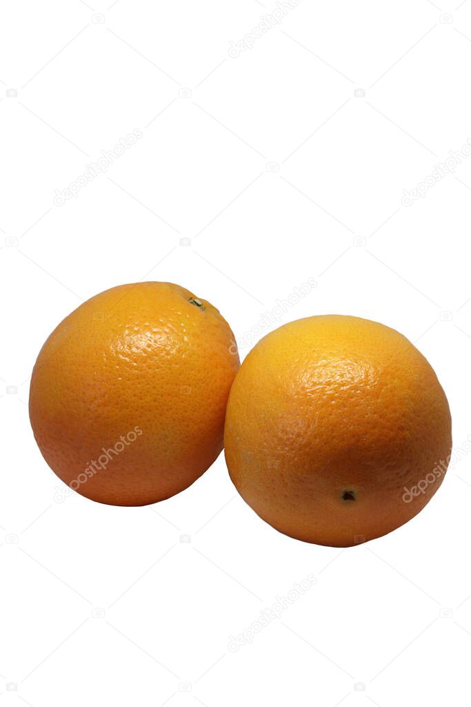 two oranges on white background