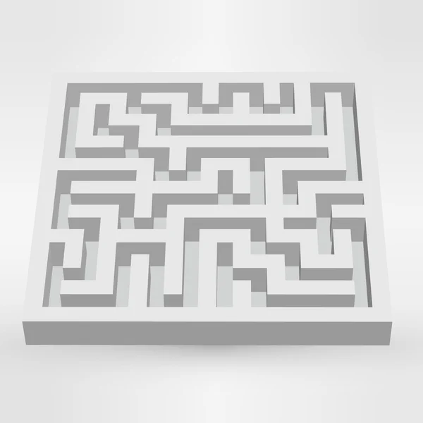Labirent labirent puzzle gri arka plan üzerinde beyaz. 3B vektör. — Stok Vektör