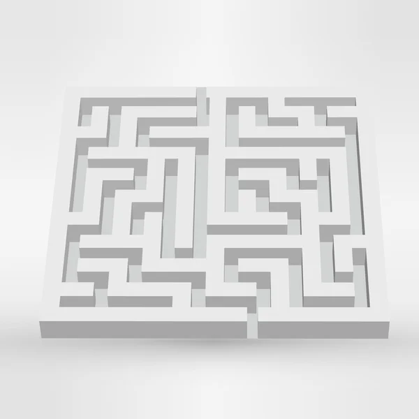 Labyrinth-Rätsel weiß auf grauem Hintergrund. 3D-Vektor. — Stockvektor