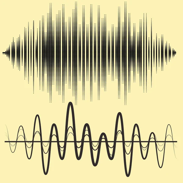 Векторний набір звукових хвиль. Технологія звукового еквалайзера, імпульсний мюзикл. Векторна ілюстрація музичного візерунка та текстури — стоковий вектор
