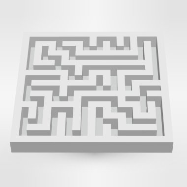 Labirent labirent puzzle gri arka plan üzerinde beyaz. 3B vektör.