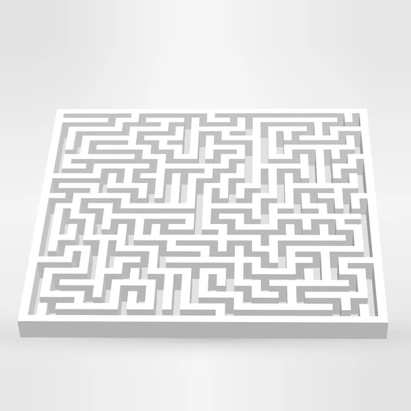 Labyrinth-Rätsel weiß auf grauem Hintergrund. 3D-Vektor. — Stockvektor