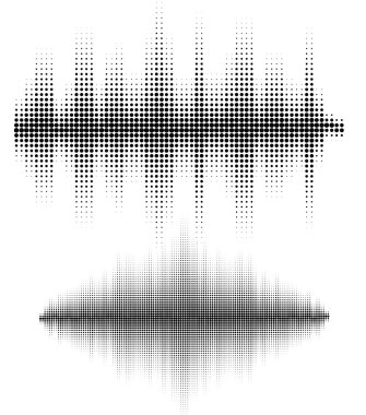 Vektör ses dalgaları ayarlandı. Ses dengeleyici teknoloji, nabız müzikali. Müzik şablonu ve dokunun vektör illüstrasyonu