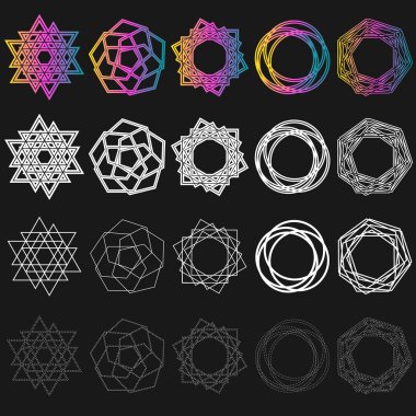 vektör anahattı amblem ve rozetleri - soyut hipster logo şablonlar kümesi