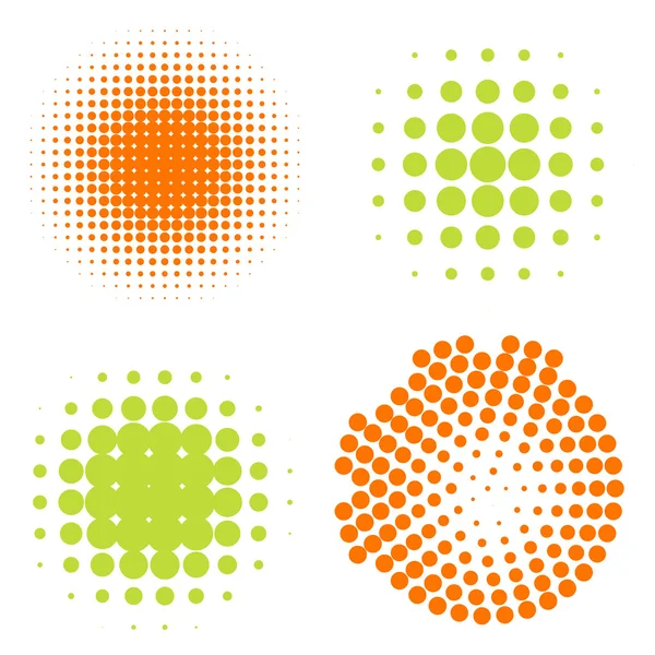 Set of Abstract Halftone Circles Logo, vector illustration — Stock Vector