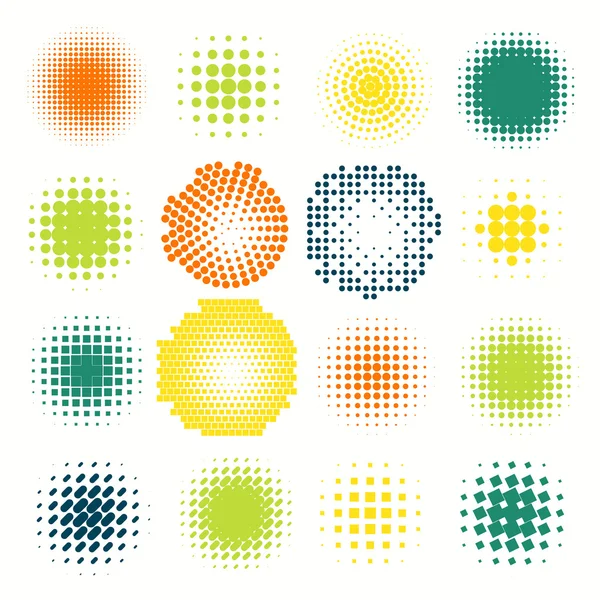 Collection of halftone sphere vector logo template. Abstract globe symbol, isolated round icon, business concept .You can use science and technology, tourism, financial or environmental background. — Stock Vector