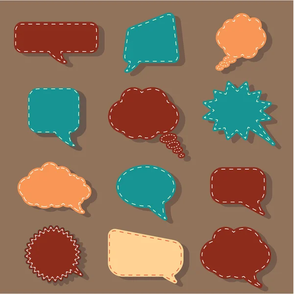 Speech bubbles tag sticker set, chat dialog background. Vector symbols signs shapes. Bubble graphic doodle board. Hand draw style.  made  boxes. — Stock Vector