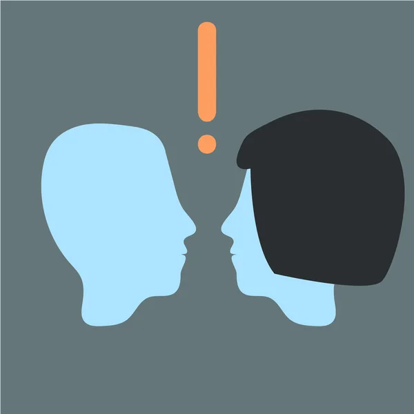Vector head relationship. Man and woman — Stock Vector