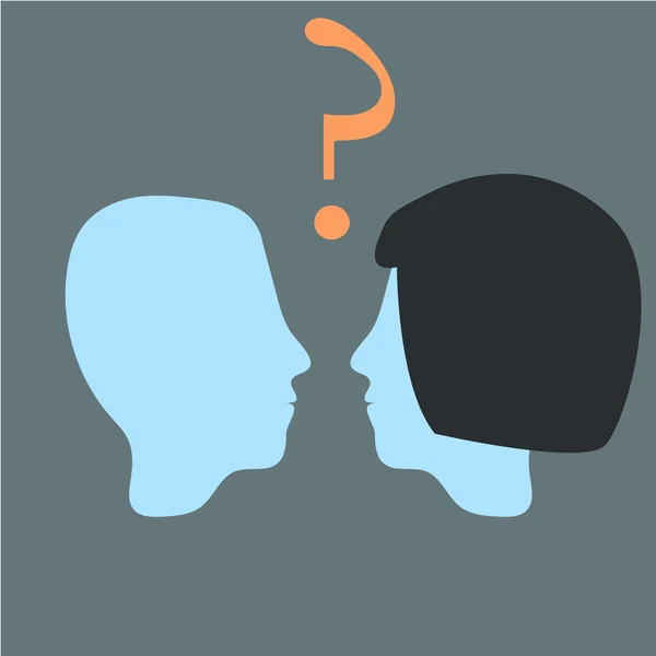 Vector head relationship. Man and woman — Stock Vector