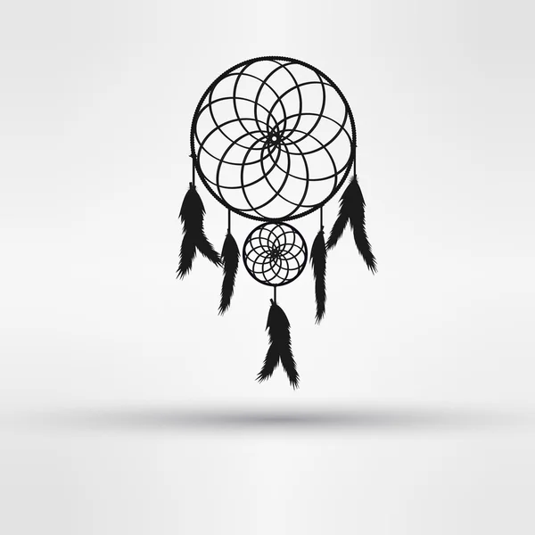 Dream catcher silhouet in zwarte kleur geïsoleerd op een witte achtergrond. vectorillustratie — Stockvector