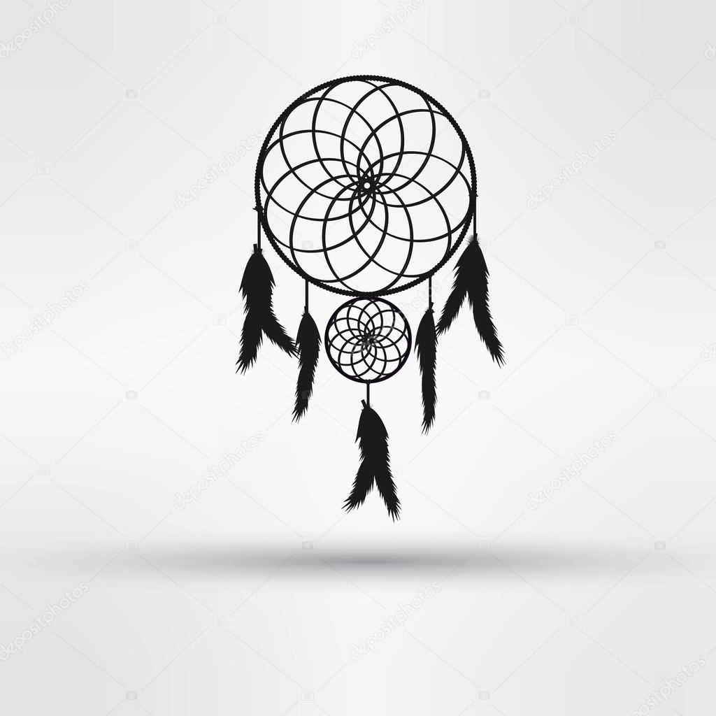 dream catcher silhouette in black color isolated on white background. vector illustration