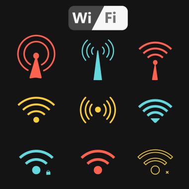 Wifi simgeler ticari veya iş için kullanmak küme.