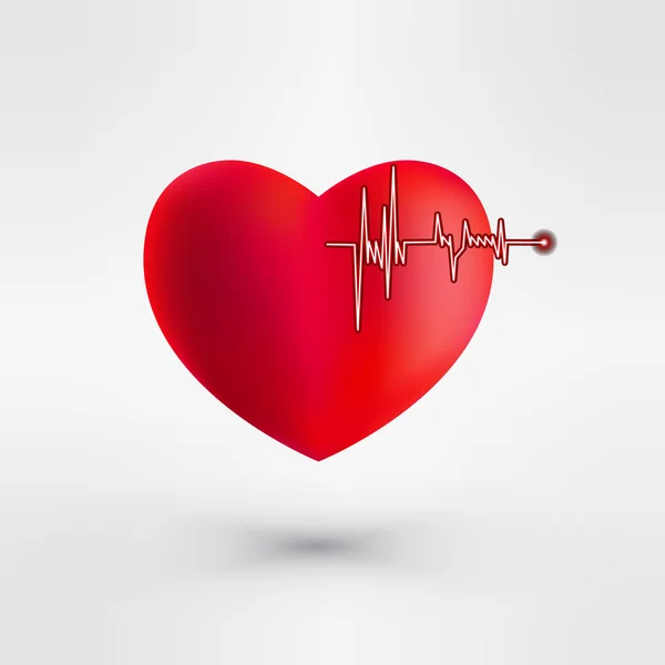 Heart with EKG signal. Valentine's Day. Vector Illustration. — ストックベクタ
