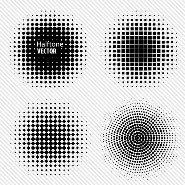 Set of Black Abstract Halftone Circles Logo, vector illustration