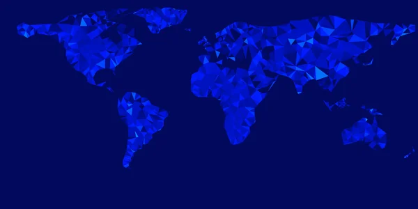 Ilustración del mapa del mundo vectorial con triángulos azules brillantes — Vector de stock