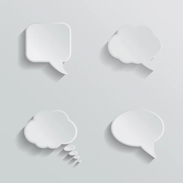 Chat bubbles - paper cut design. White color on light grey background. — Stock Vector