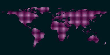 spot ışıkları ile Pixel Dünya Haritası