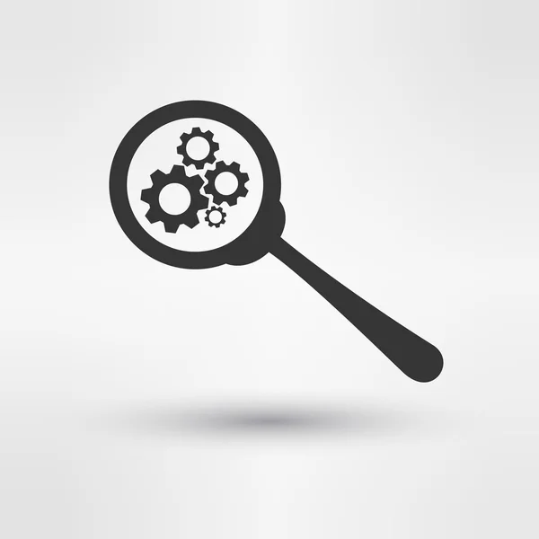 Solução de problemas Symbol Magnifying Glass and Gears Icon Design Template Vector Illustration — Vetor de Stock