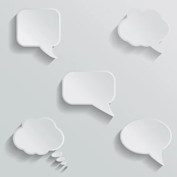 Chat bubbles - paper cut design. White color on light grey background. — Stock Vector