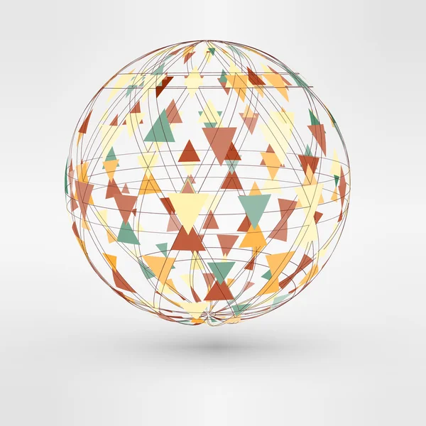 Ilustración vectorial de globo 3D con caras triangulares — Vector de stock