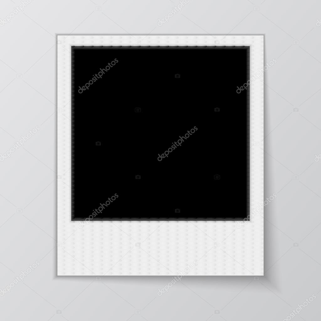 Blank photo frame isolated on white background.  Vector illustration. Realistic. Face side.