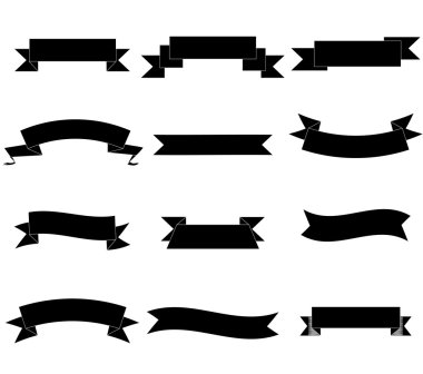 Basit pankartlar - beyaza izole edilmiş siyah pankartlar