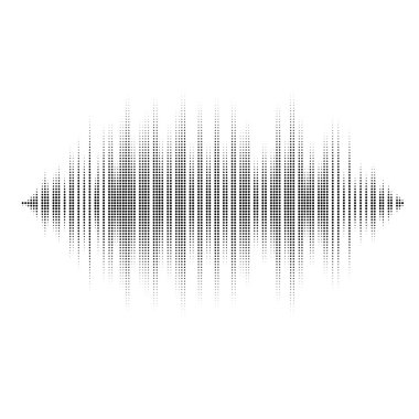 Waveform background isolated. Black and white halftone vector sound waves. You can use in club, radio, pub, party, DJ, concerts, recitals or the audio technology advertising background. clipart