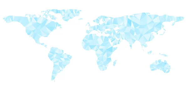 Mapa del mundo azul digital está brillando triángulos de diamantes estilo. Ilustración vectorial. — Vector de stock