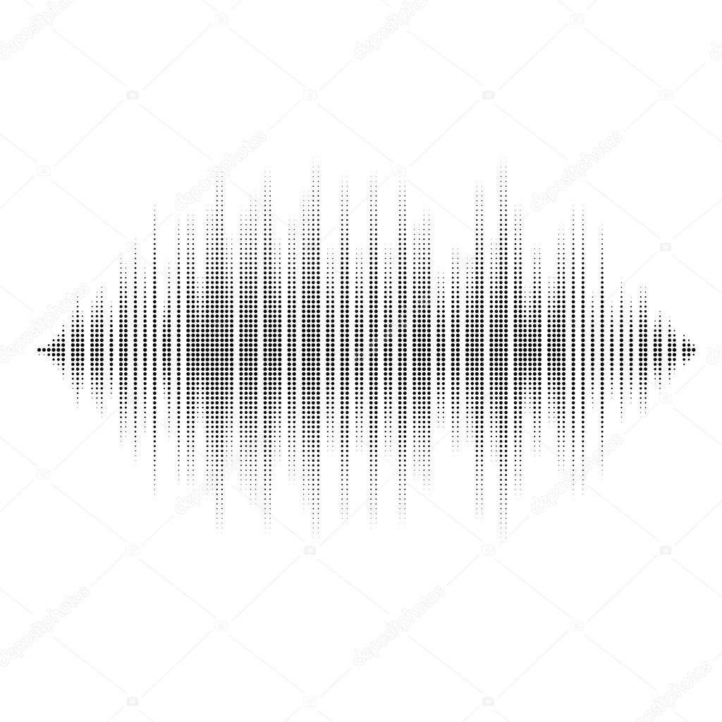 Waveform background isolated. Black and white halftone vector sound waves. You can use in club, radio, pub, party, DJ, concerts, recitals or the audio technology advertising background.
