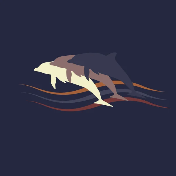 Logo silhouette dauphins — Image vectorielle