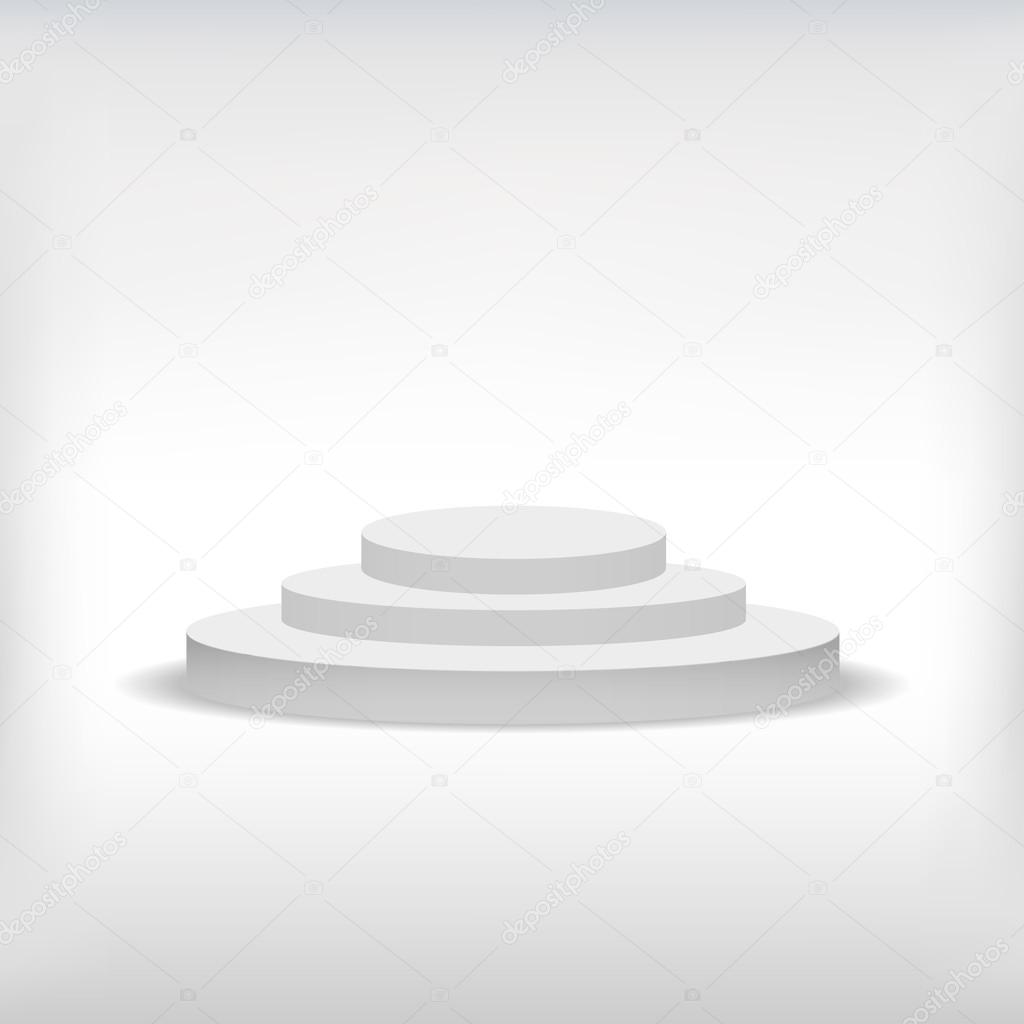 3d isolated Empty white podium on gray background. Vector illustration.