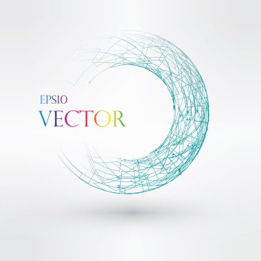 Tel kafes logo çokgen öğe. Torus bağlı çizgiler ve noktalar ile. Vektör çizim Eps10.