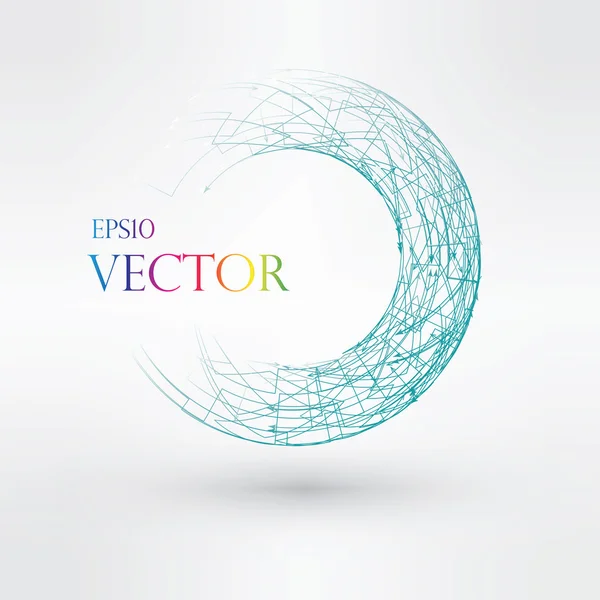 Logotipo Wireframe elemento poligonal. Torus con líneas y puntos conectados. Ilustración vectorial EPS10 . — Vector de stock