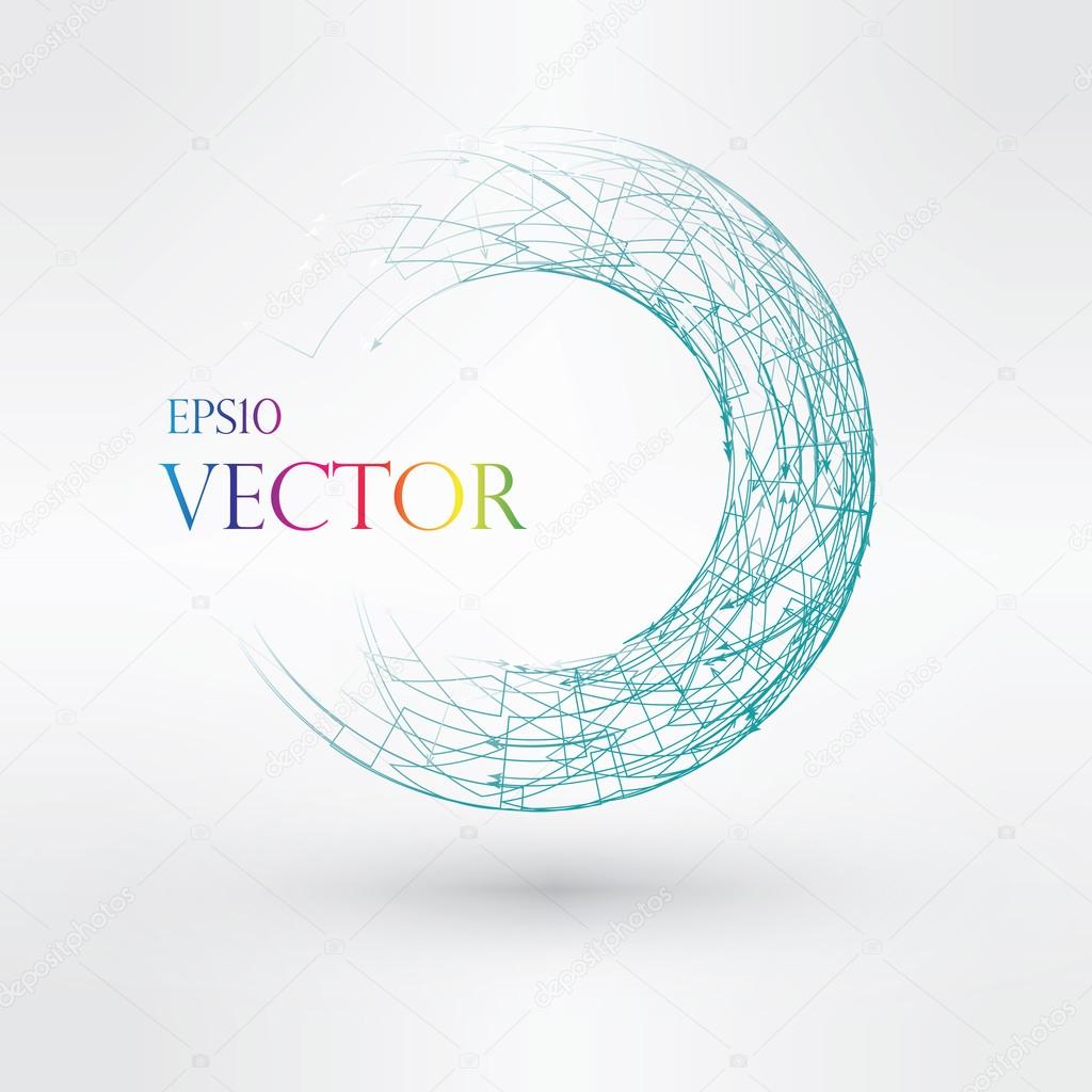 Wireframe logo polygonal element. Torus with connected lines and dots. Vector Illustration EPS10.