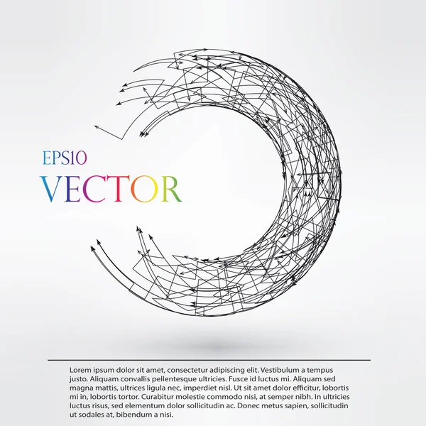 Logotipo Wireframe elemento poligonal. Torus con líneas y puntos conectados. Ilustración vectorial EPS10 . — Vector de stock