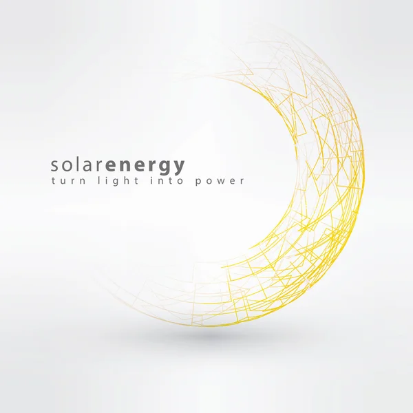 Ícone solar feito de símbolos de energia. Conceito de design de logotipo de energia solar. Modelo de sinal criativo . — Vetor de Stock