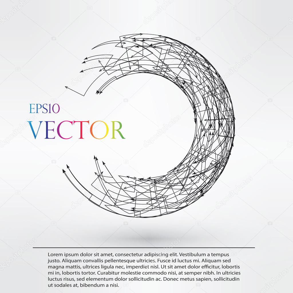 Wireframe logo polygonal element. Torus with connected lines and dots. Vector Illustration EPS10.
