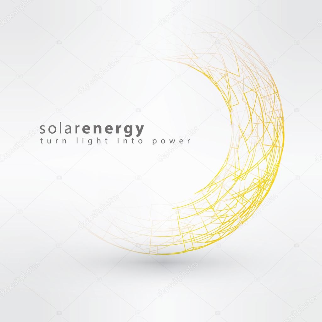 Sun icon made from power symbols. Solar energy logo design concept. Creative sign template.