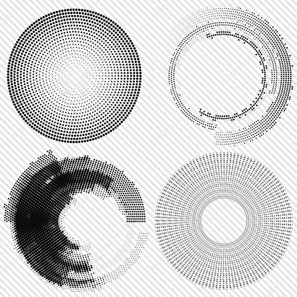 Set of Abstract Halftone Design Elements, vector illustration, logo