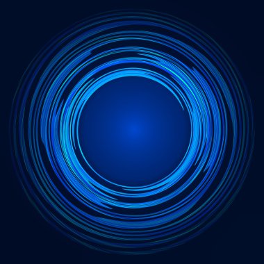 Soyut mavi, yeşil ve sarı girdap şeklinde parlak bir arka plan. Modern tasarım için vektör illüstrasyonu. Yuvarlak çerçeve ya da yazı için yeri olan pankart. Mutlu tropikal tatiller.