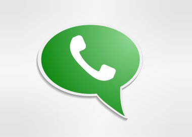 Konuşma baloncuğu simgesinde yeşil telefon ahizesi