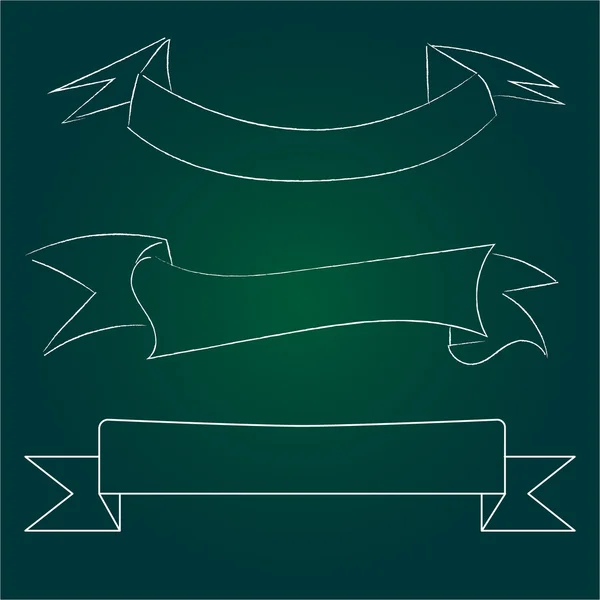 ヴィンテージ レトロなリボン、グリーン黒板チョーク — ストックベクタ