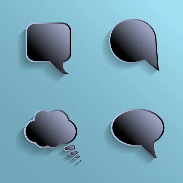 Chat bubbles - paper cut design. Black color on marine background. — Stock Vector