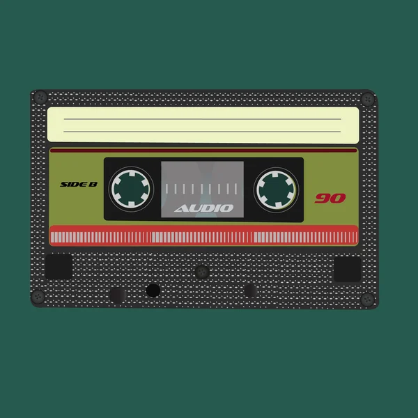 Cassete de audio. Ilustración vectorial. Aislado sobre fondo verde . — Archivo Imágenes Vectoriales