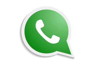 Green phone handset in speech bubble icon clipart