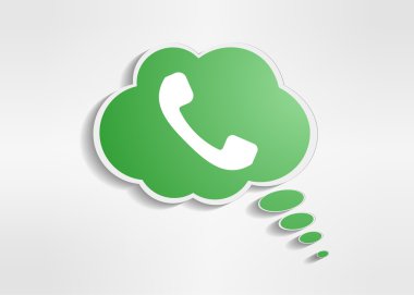 Konuşma baloncuğu simgesinde yeşil telefon ahizesi