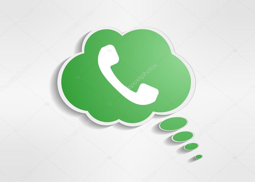 Green phone handset in speech bubble icon