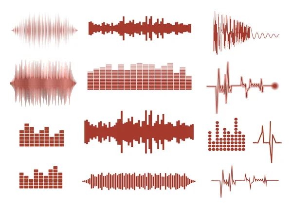 Vectorgeluidsgolven ingesteld. Audio equalizer technologie, puls musical. Vector illustratie van muziek patroon en textuur — Stockvector