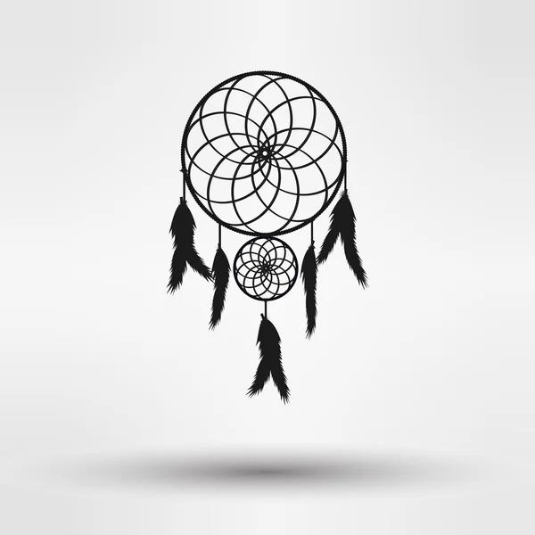 Dream catcher silhouette in black color isolated on white background. vector illustration — Stock Vector